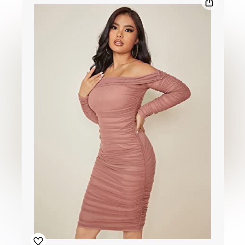 Off Shoulders Ruched BodyCon Dress L